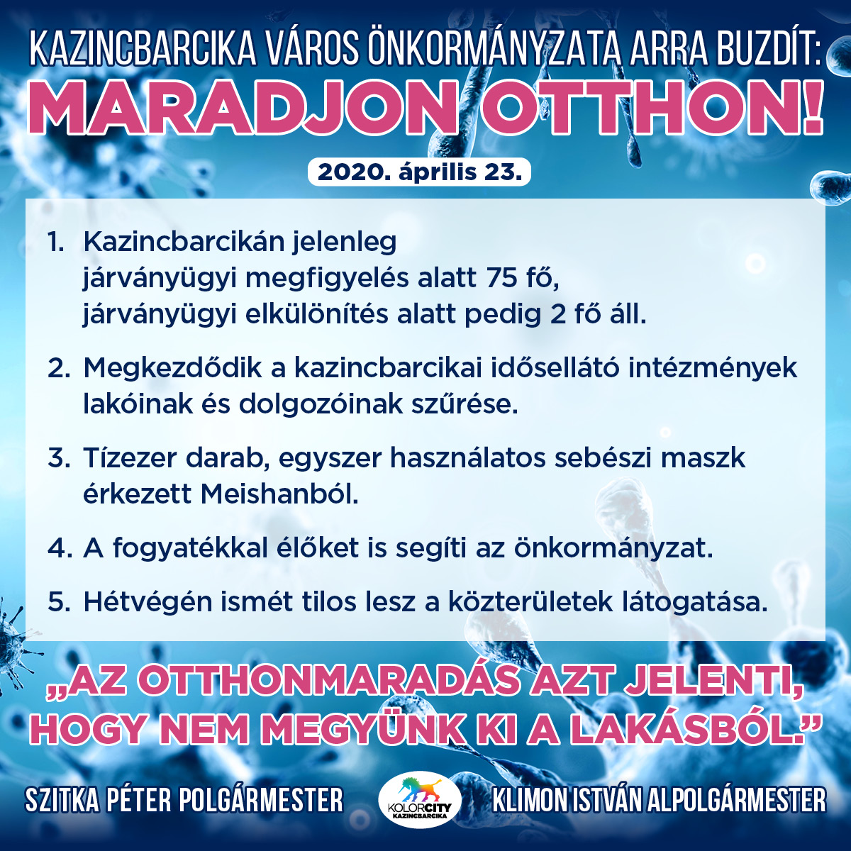 https://kolorline.hu/Kazincbarcika Város Önkormányzata arra buzdít: Maradj otthon! – 2020. április 23.