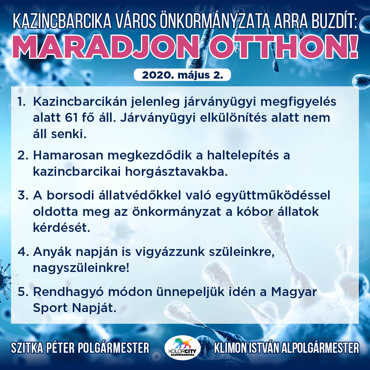 https://kolorline.hu/Kazincbarcika Város Önkormányzata arra buzdít: Maradj otthon! – 2020. május 2.
