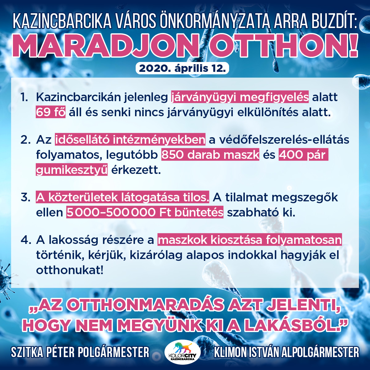 https://kolorline.hu/Kazincbarcika Város Önkormányzata arra buzdít: Maradj otthon!  – 2020. április 12.