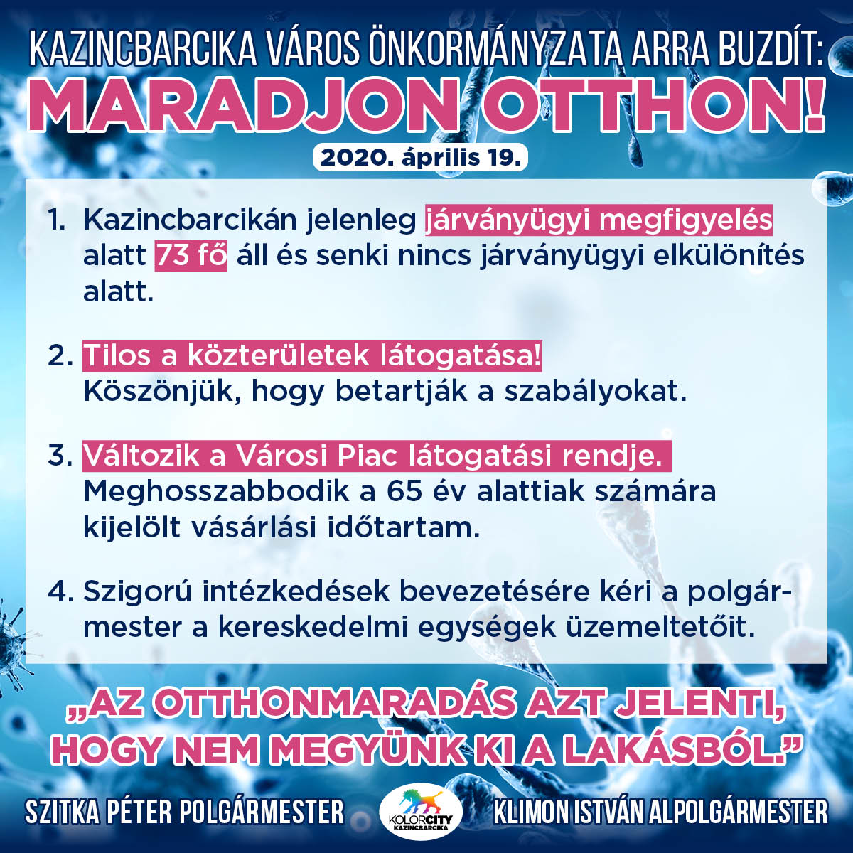 https://kolorline.hu/Kazincbarcika Város Önkormányzata arra buzdít: Maradj otthon! – 2020. április 19.