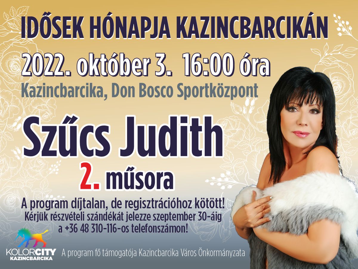https://kolorline.hu/Hétfőtől lehet regisztrálni Szűcs Judith október 3-i, második koncertjére